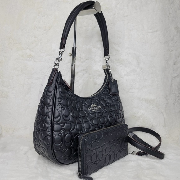 🔥SALE COACH 2 SET Black Signature 3-in-1 Handbag Shoulder Bag Crossbody Purse - Picture 3 of 16